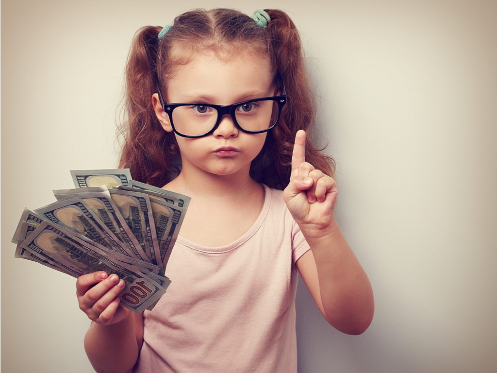 child with money